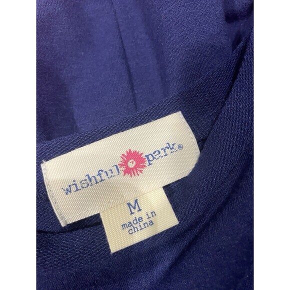 Wishful Park Blue Solid Casual Basic 3/4 longsleeve Dress Short Size Medium - Picture 5 of 6